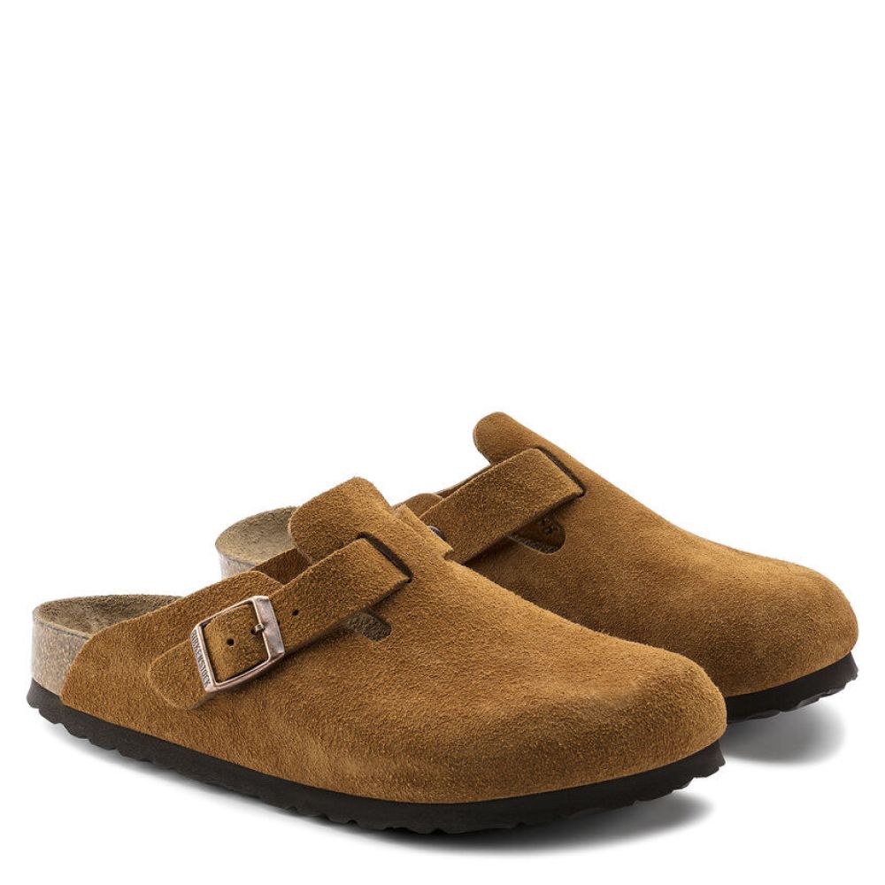 Birkenstock Women's Boston Softbed Suede Leather in Mink (Narrow Width)