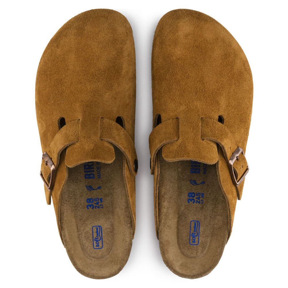 Birkenstock Women's Boston Softbed Suede Leather in Mink (Narrow Width)