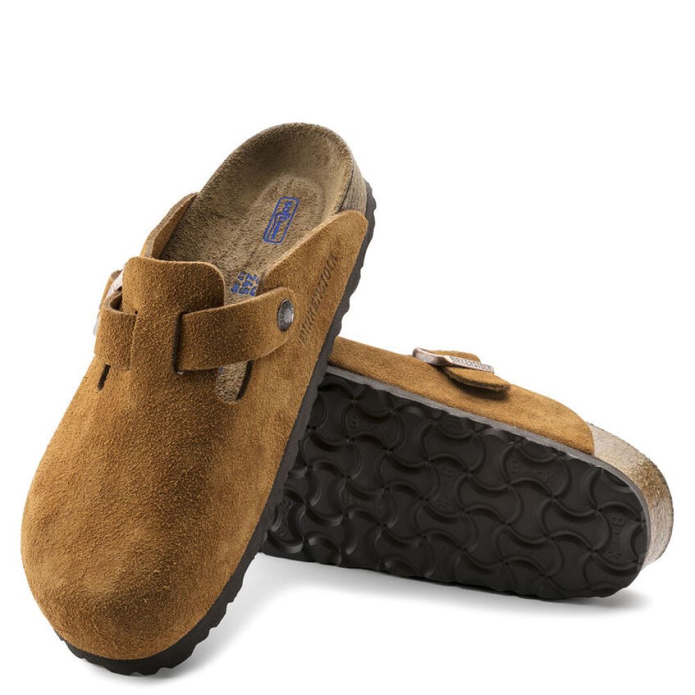 Birkenstock Women's Boston Softbed Suede Leather in Mink (Narrow Width)