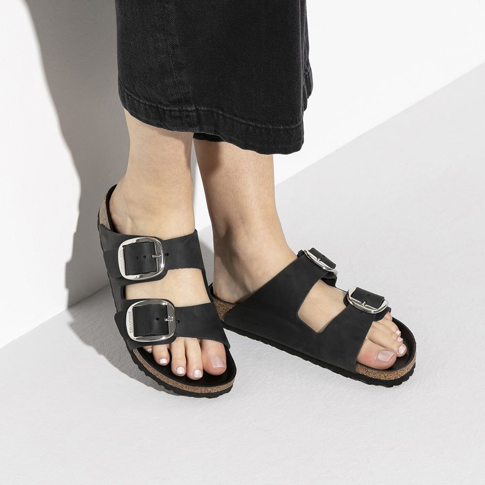 Birkenstock Women's Arizona Big Buckle Oiled Leather in Black (Narrow Width)