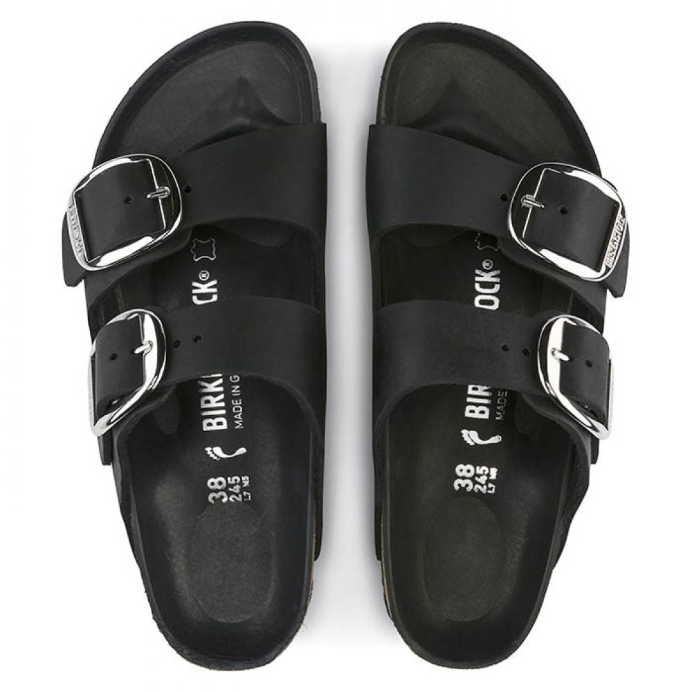 Birkenstock Women's Arizona Big Buckle Oiled Leather in Black (Narrow Width)