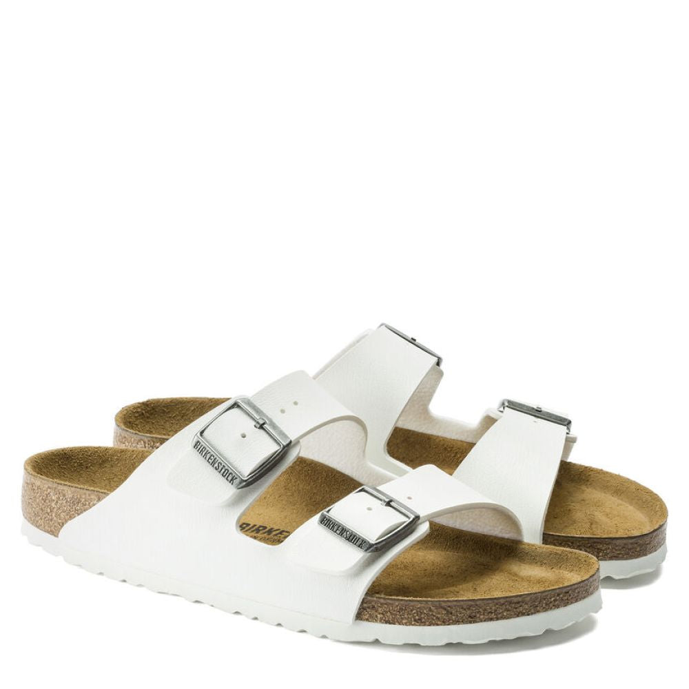 Birkenstock Women's Arizona Birko-Flor in White (Narrow Width)