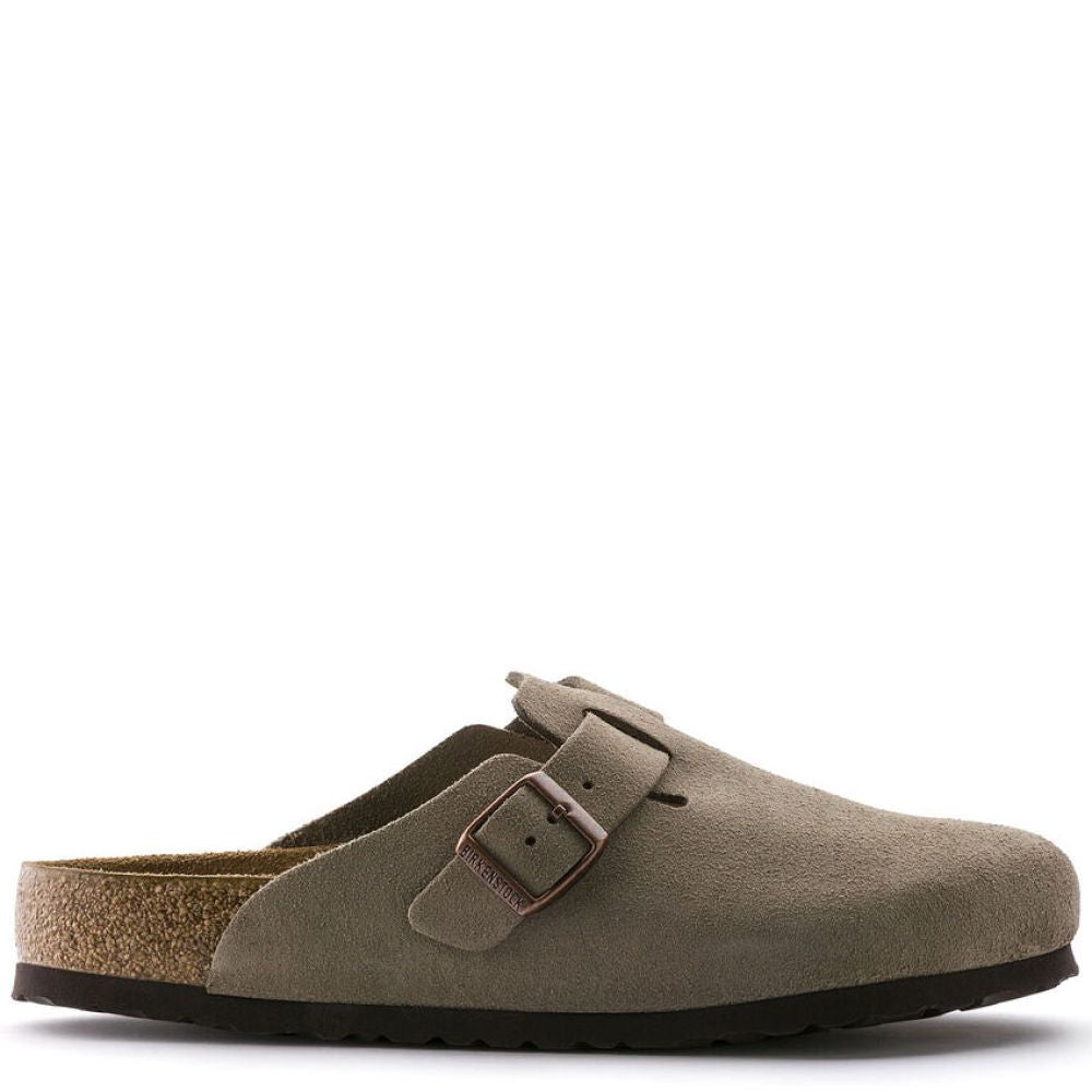 Birkenstock Women's Boston Softbed Suede Leather in Taupe (Narrow Width)