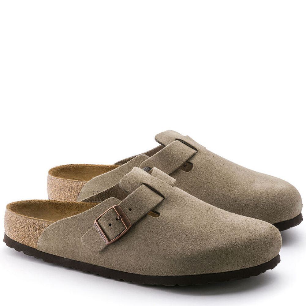 Birkenstock Women's Boston Softbed Suede Leather in Taupe (Narrow Width)
