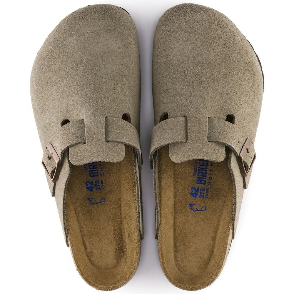 Birkenstock Women's Boston Softbed Suede Leather in Taupe (Narrow Width)