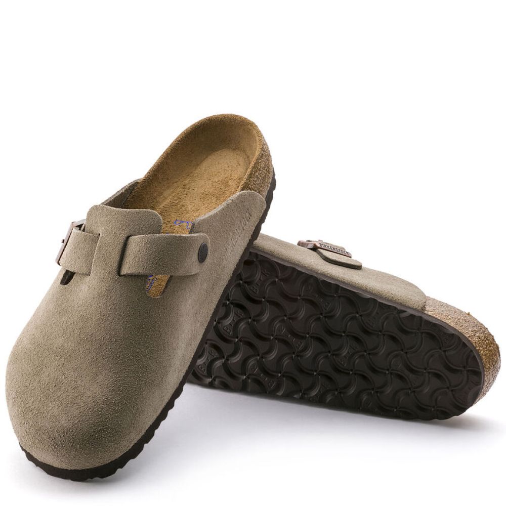 Birkenstock Women's Boston Softbed Suede Leather in Taupe (Narrow Width)
