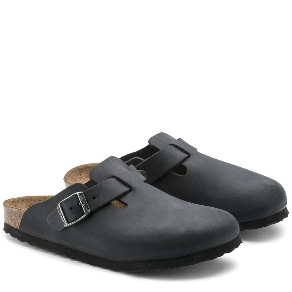 Birkenstock Women's Boston Oiled Leather in Black (Narrow Width)