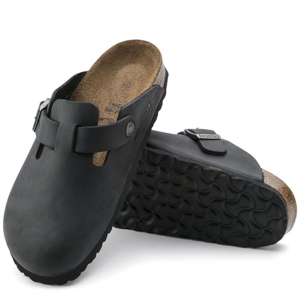 Birkenstock Women's Boston Oiled Leather in Black (Narrow Width)