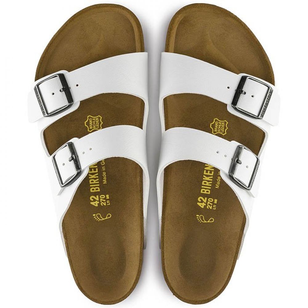 Birkenstock Women's Arizona Birko-Flor in White (Narrow Width)