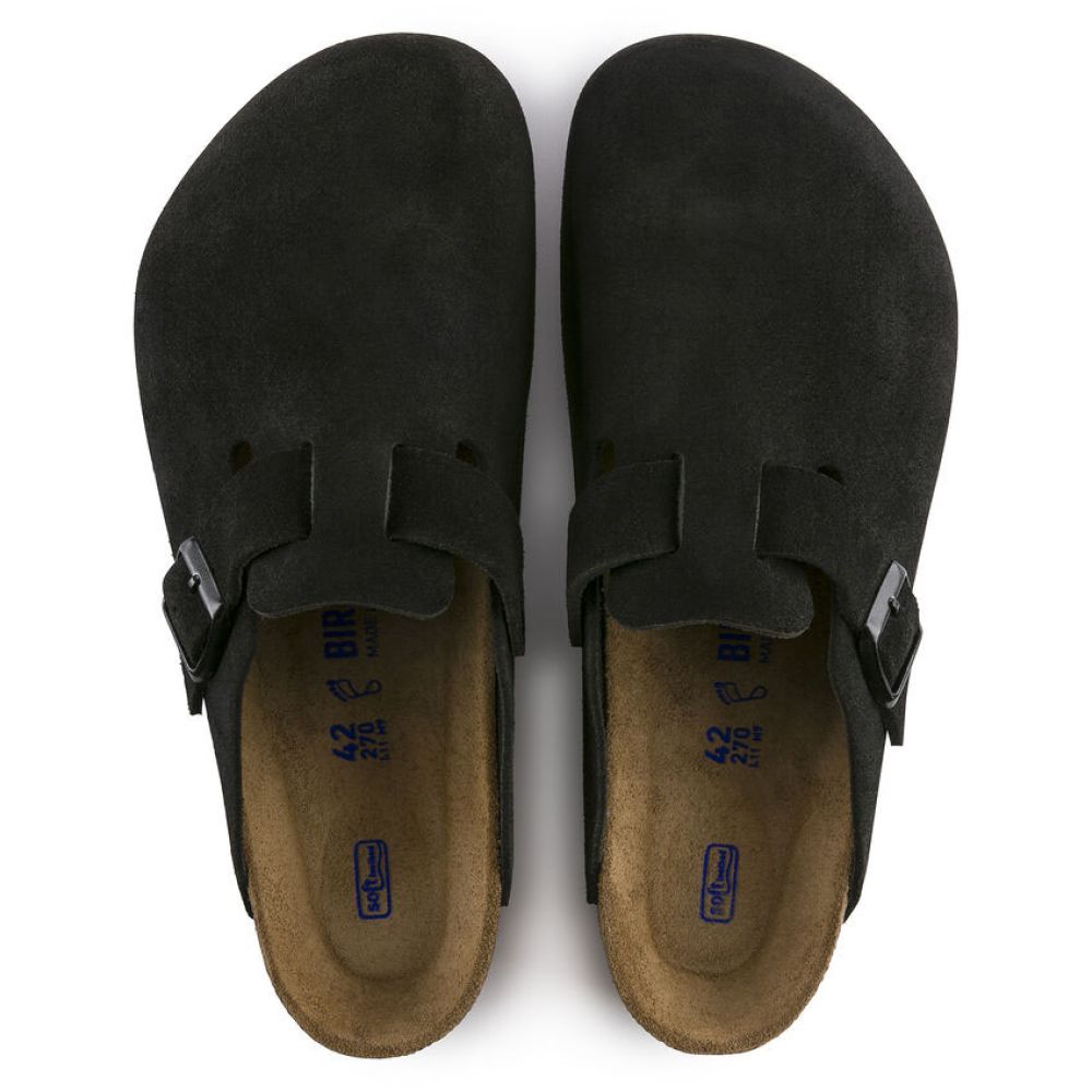 Birkenstock Women's Boston Softbed Suede Leather in Black (Narrow Width)