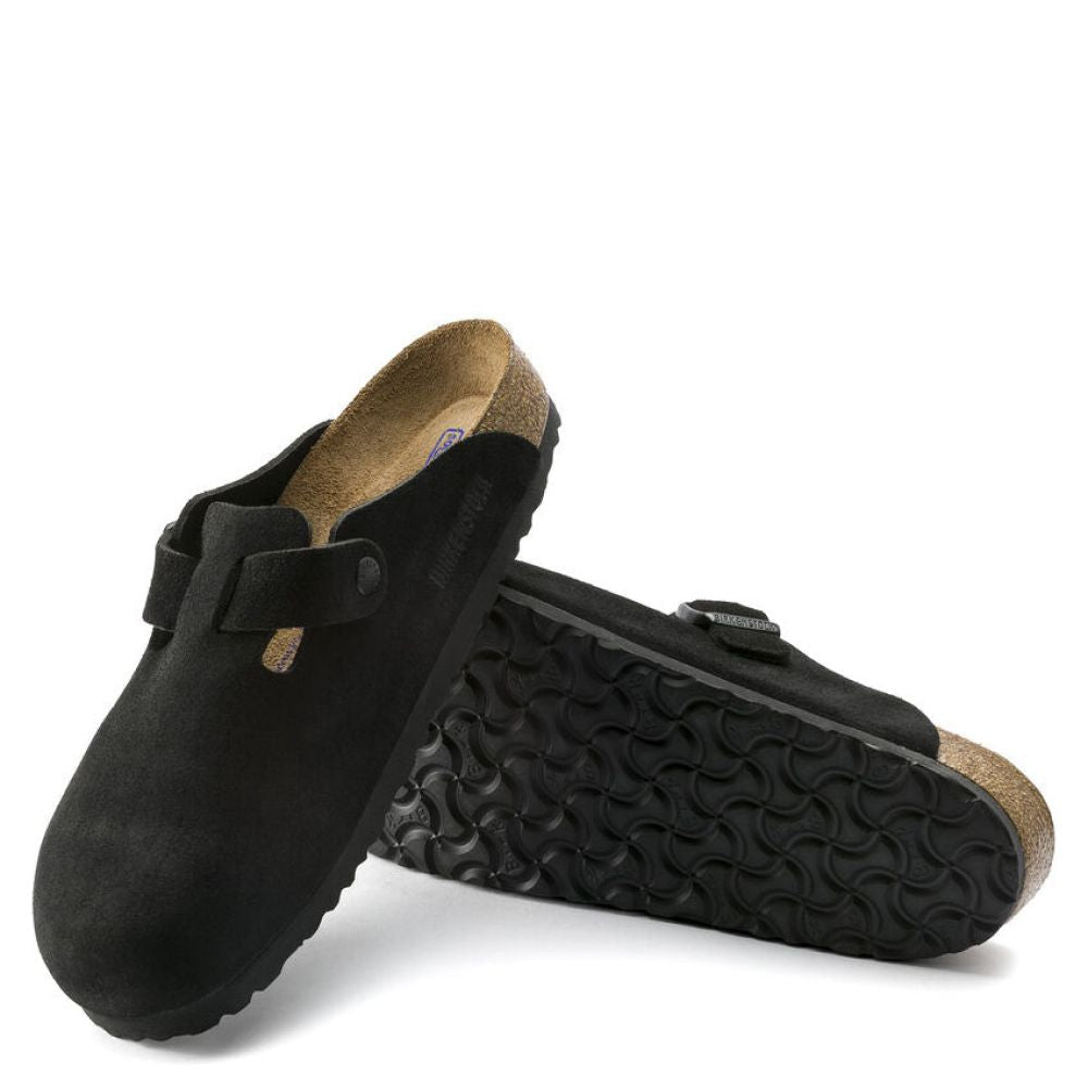 Birkenstock Women's Boston Softbed Suede Leather in Black (Narrow Width)