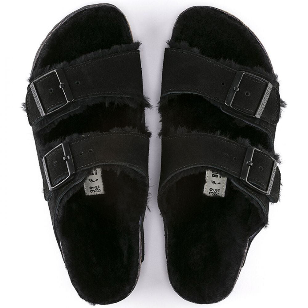Birkenstock Women's Arizona Shearling in Black (Narrow Width)