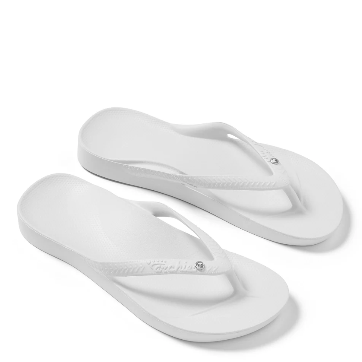 Archies Women's Crystal Arch Support Flip Flops in White