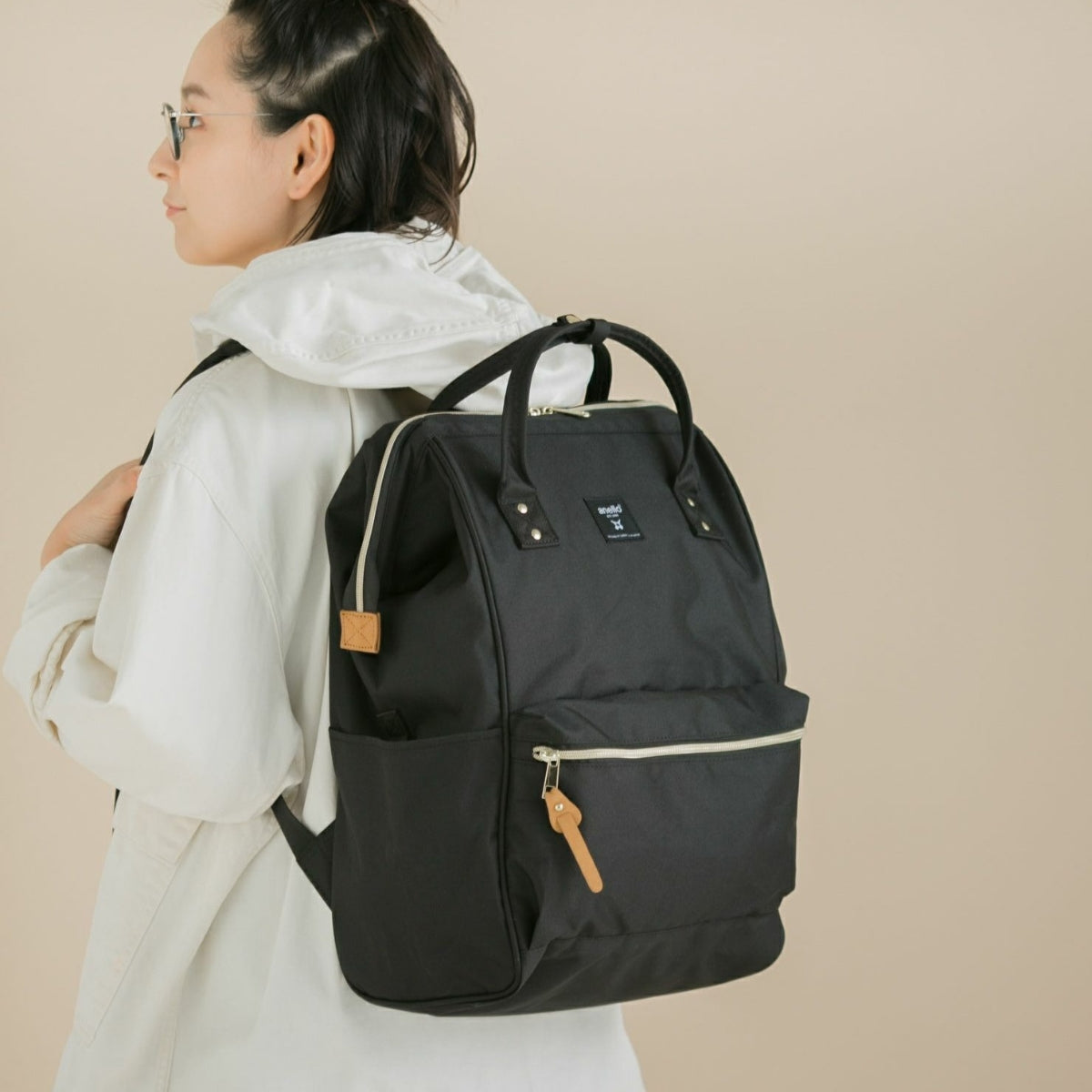 Japan Anello Backpack Unisex MINI SMALL BLACK Rucksack Waterproof