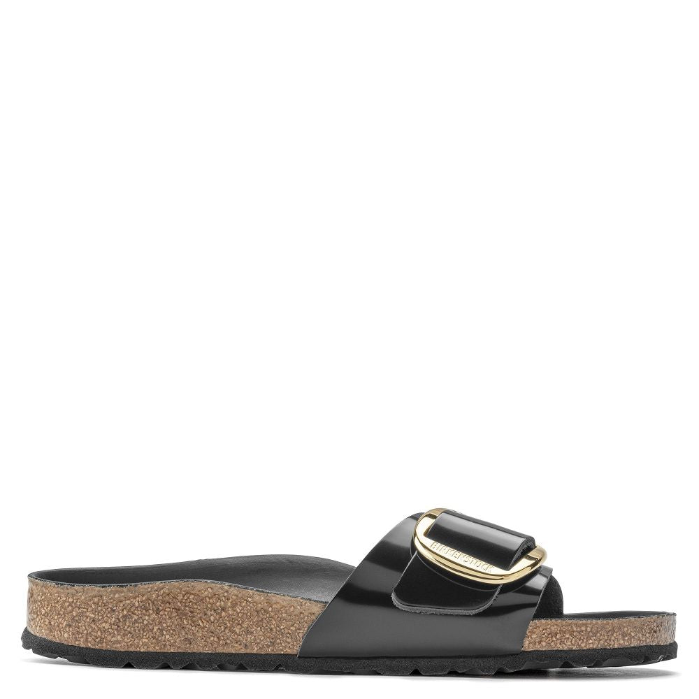 Birkenstock Women's Madrid Big Buckle Leather in High Shine Black (Narrow Width)