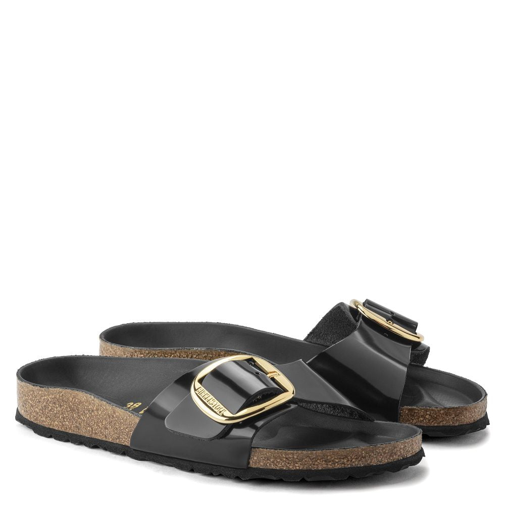 Birkenstock Women's Madrid Big Buckle Leather in High Shine Black (Narrow Width)