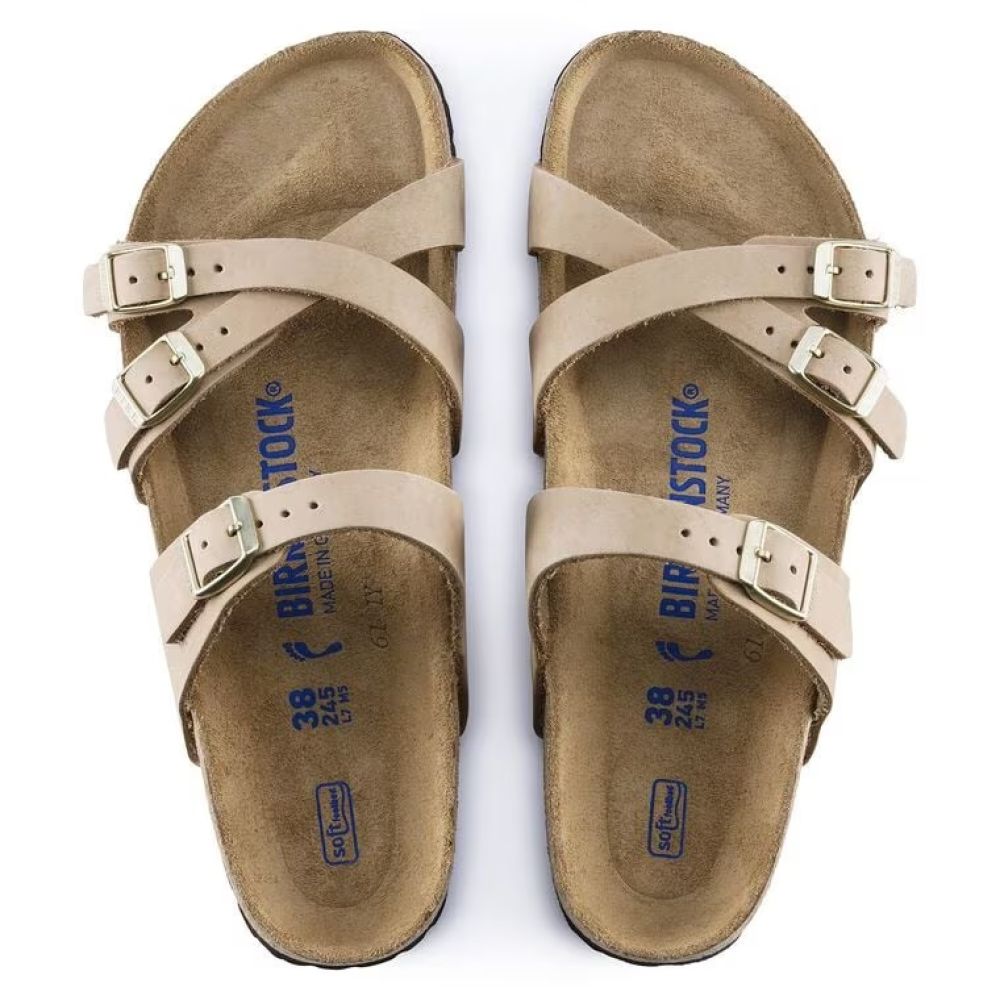 Birkenstock Women's Franca Nubuck Leather Soft Footbed in Sandcastle