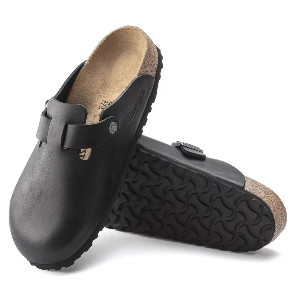 Birkenstock Men's Boston Grip Leather in Vintage Wood Black