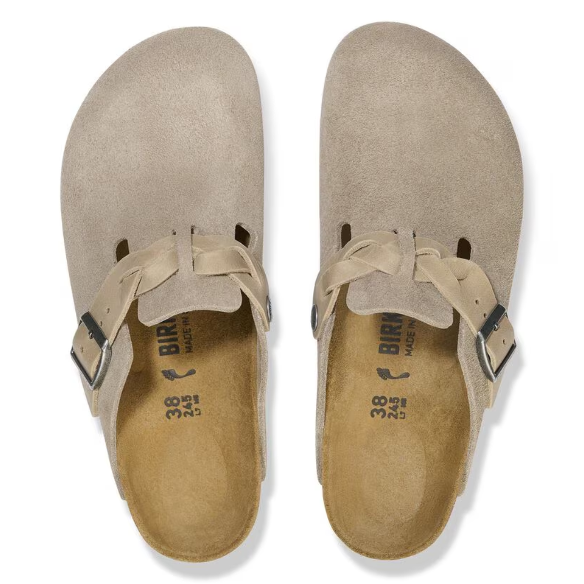 Birkenstock Women's Boston Braided Suede Leather in Taupe