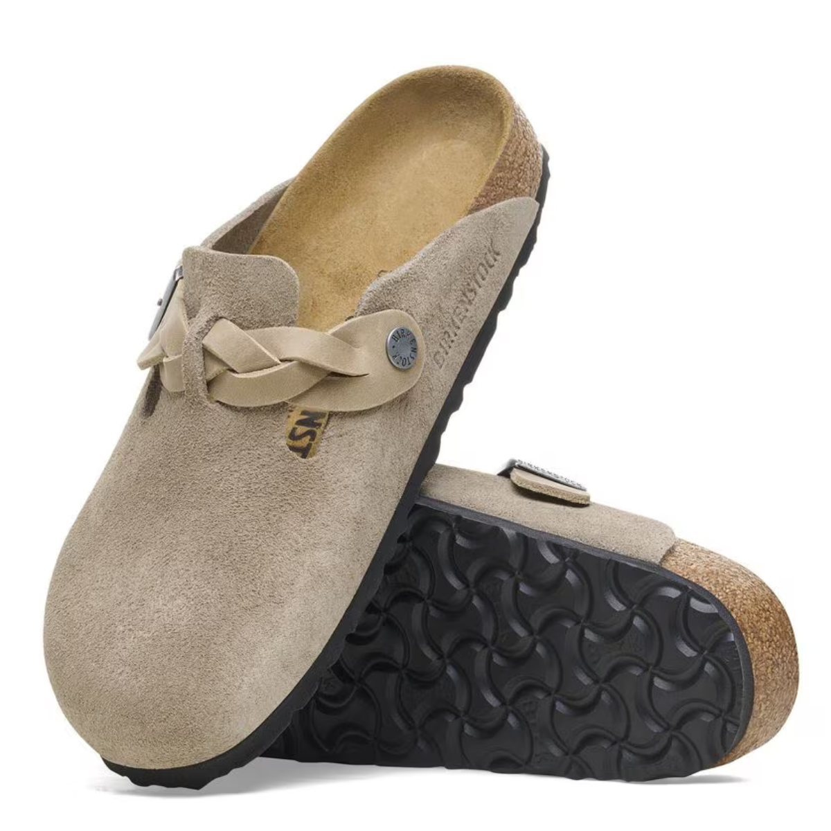 Birkenstock Women's Boston Braided Suede Leather in Taupe
