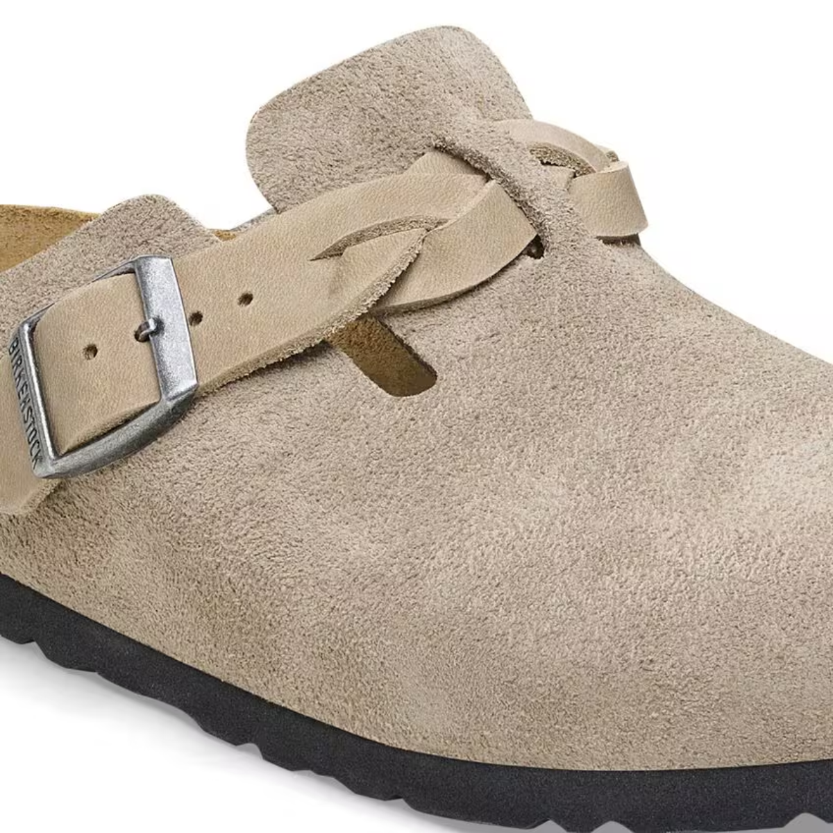Birkenstock Women's Boston Braided Suede Leather in Taupe