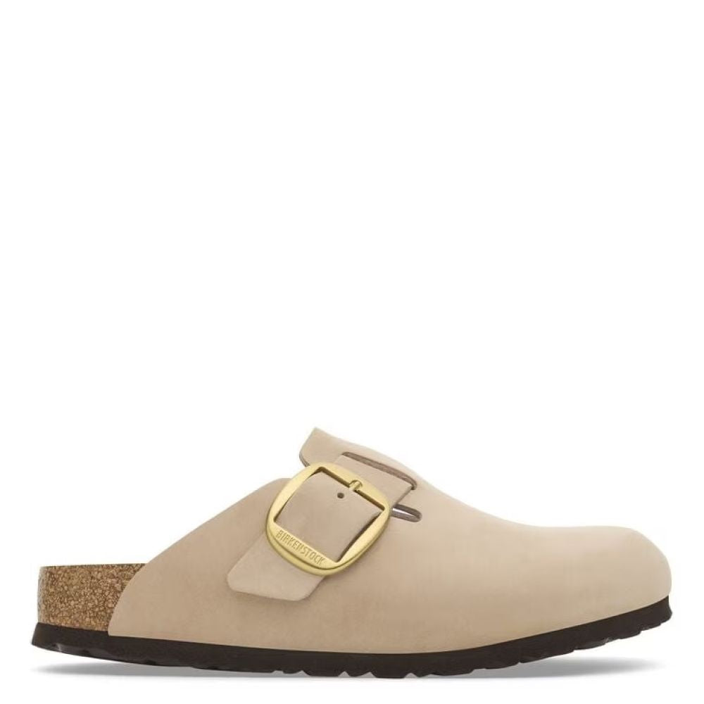 Birkenstock Women's Boston Big Buckle Nubuck Leather in Sandcastle (Narrow Width)