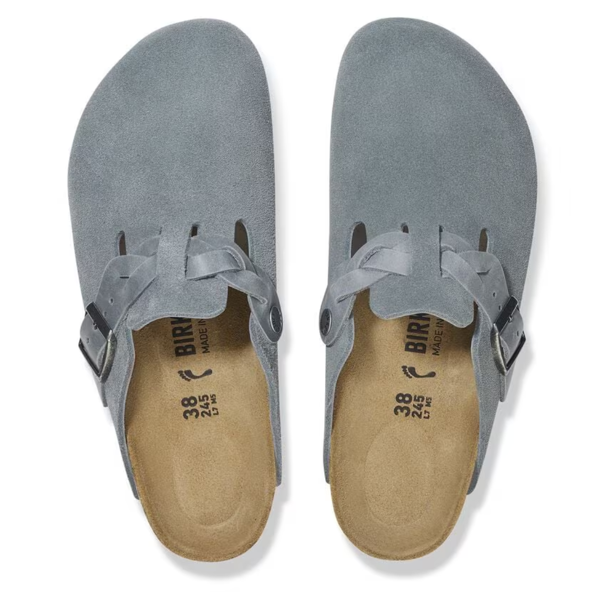 Birkenstock Women's Boston Braided Suede Leather in Basalt Gray