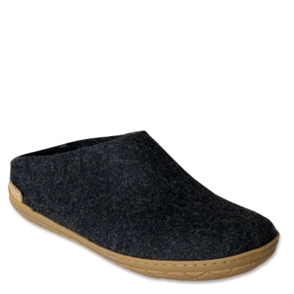 Glerups Open Heel Natural Rubber Sole in Charcoal