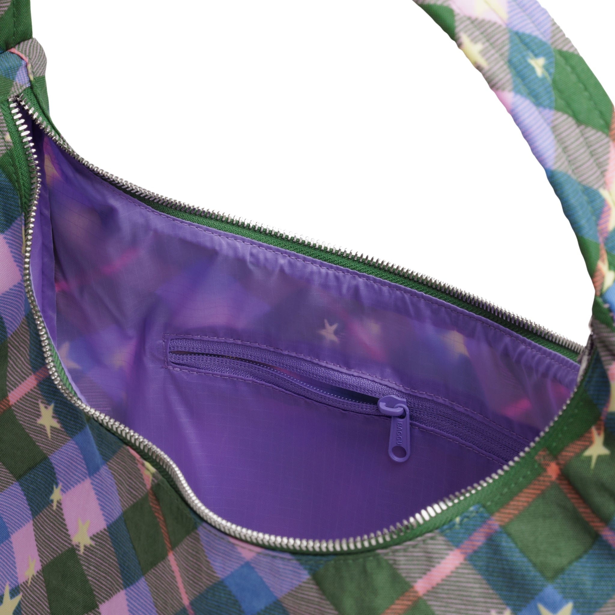 Baggu Nylon Shoulder Bag in Green Star Plaid – Te Koop