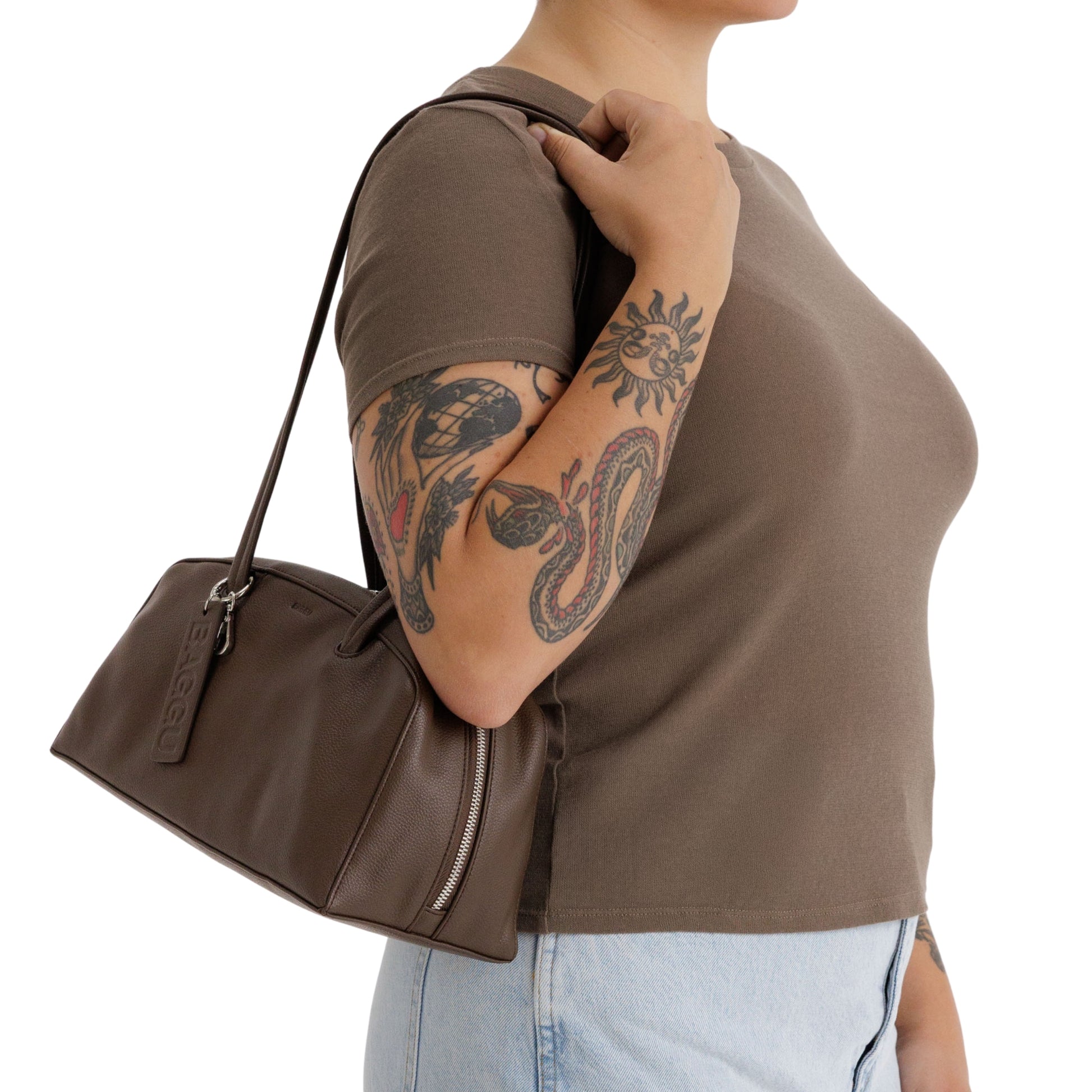 Baggu Recycled Leather Bowler Bag
