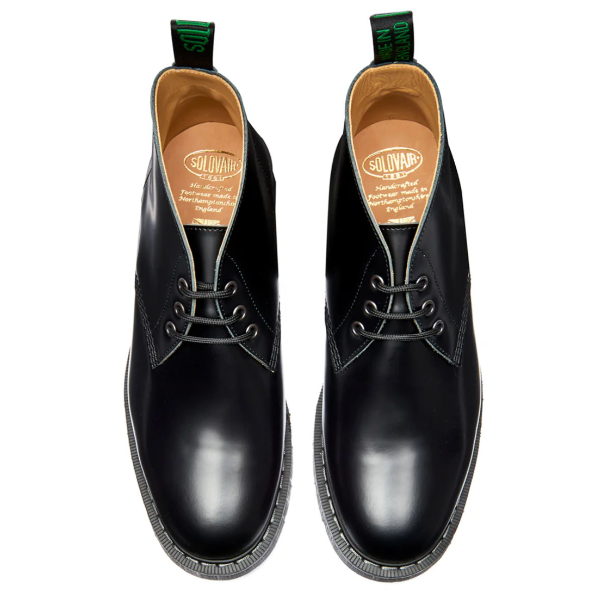 Solovair 3 Eye Chukka Boot in Black Hi-Shine