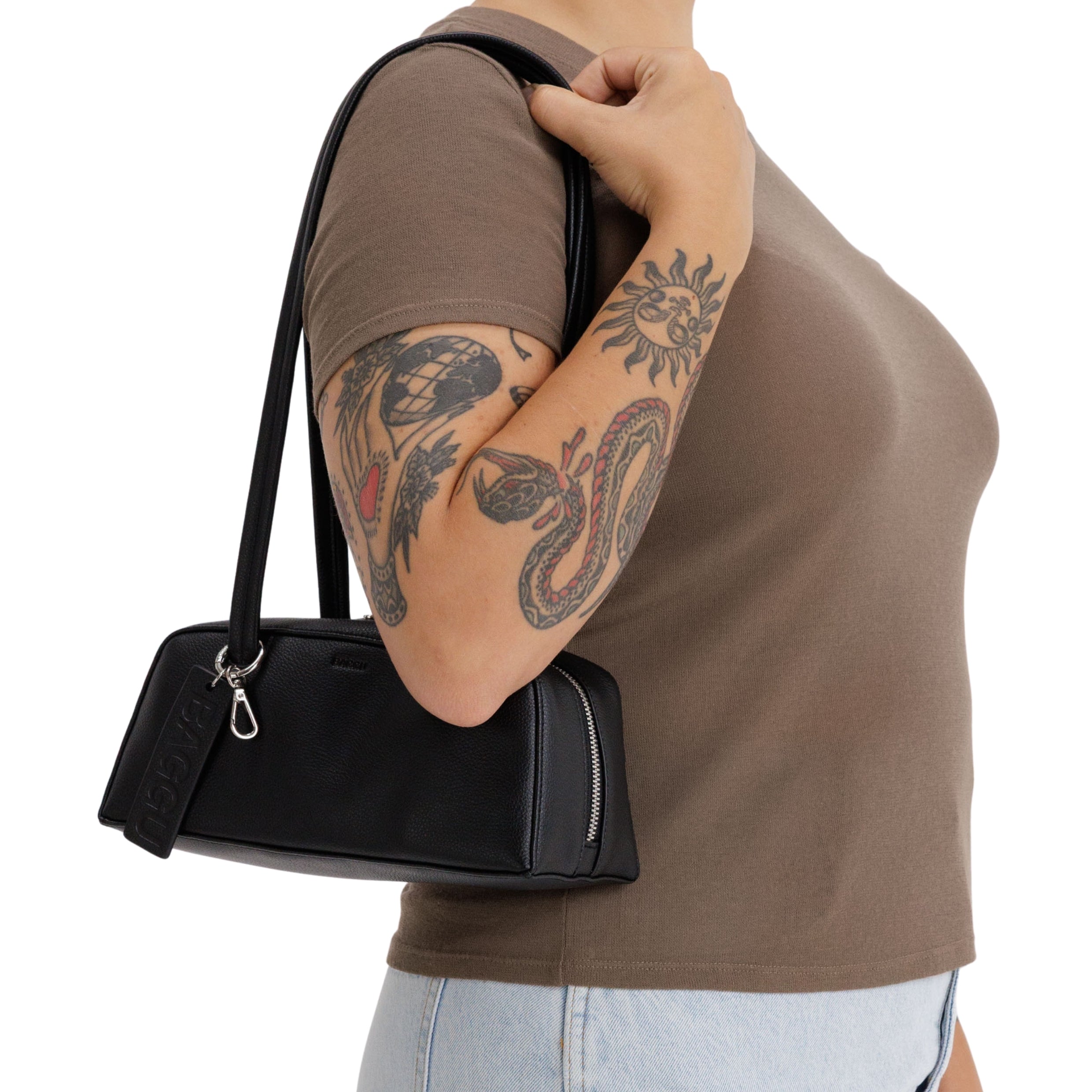 Baggu Small Recycled Leather Bowler Bag in Black – Te Koop