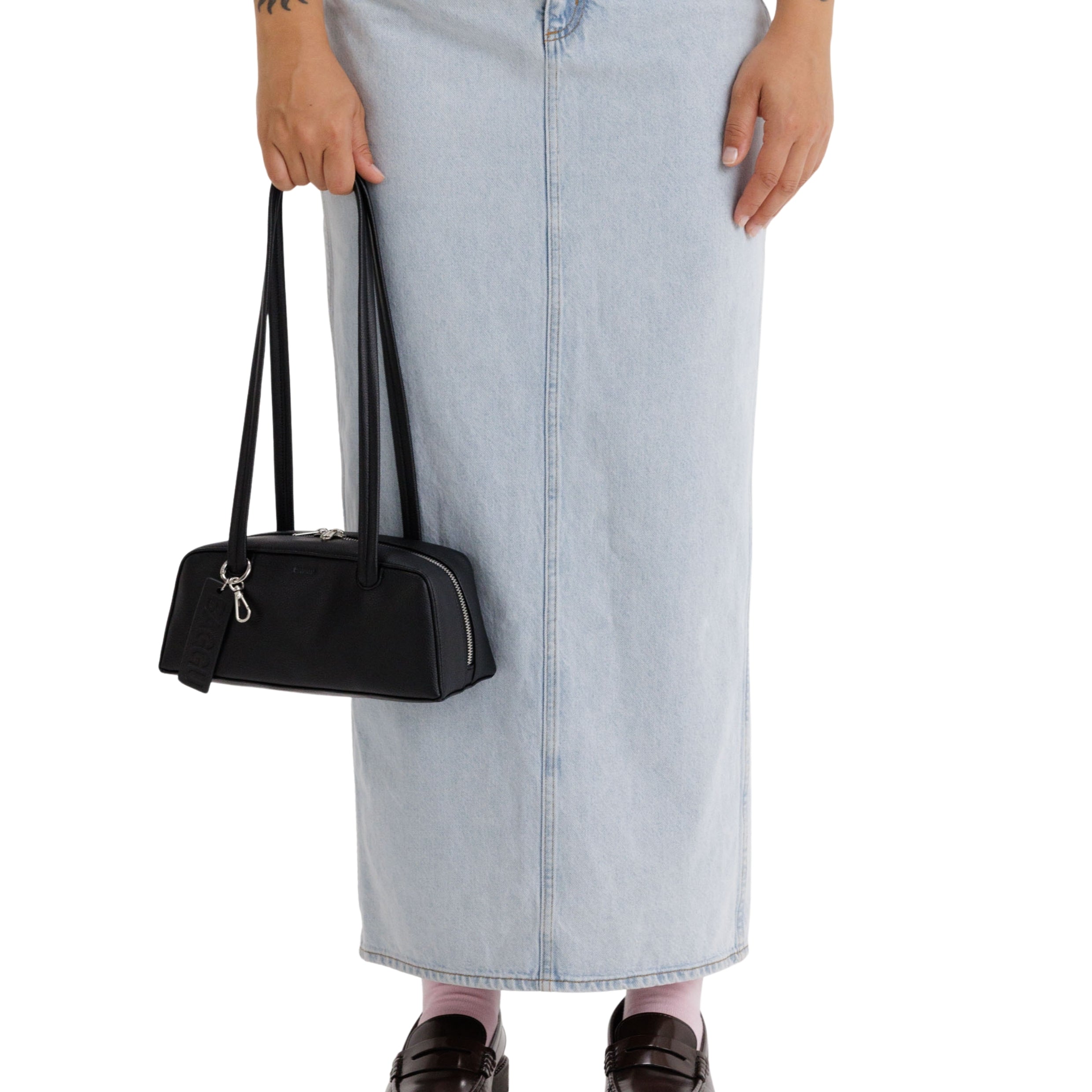 Baggu Small Recycled Leather Bowler Bag in Black – Te Koop