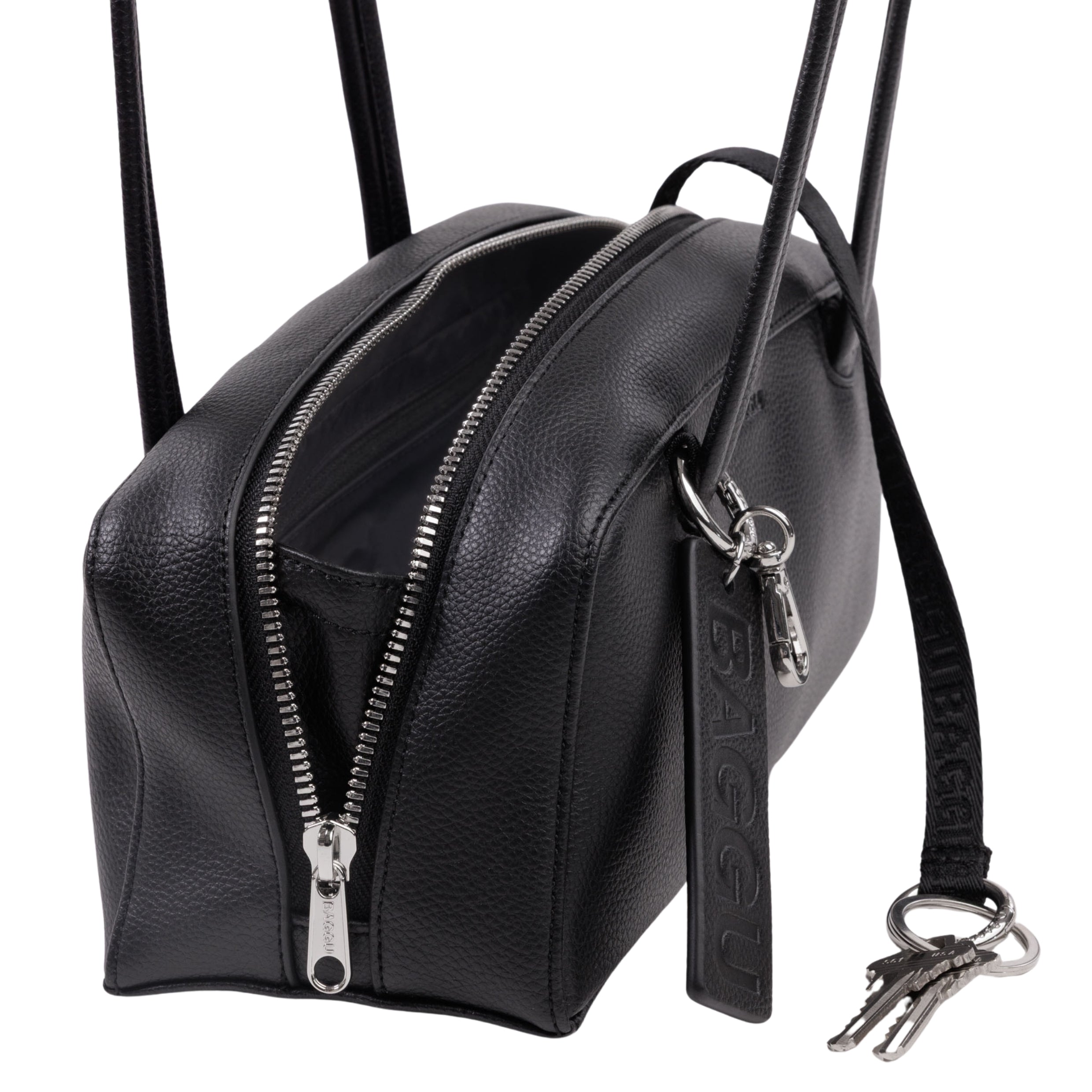 Baggu Small Recycled Leather Bowler Bag in Black – Te Koop