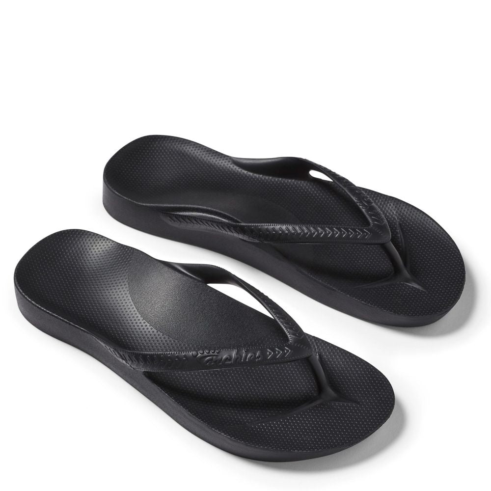 Archies Arch Support Flip Flops in Black