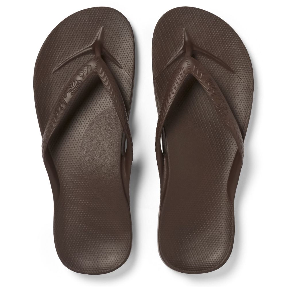 Archies Arch Support Flip Flops in Brown