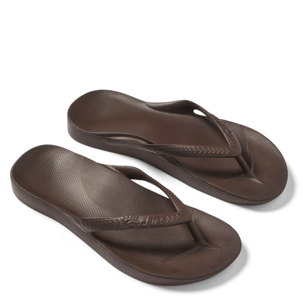 Archies Arch Support Flip Flops in Brown