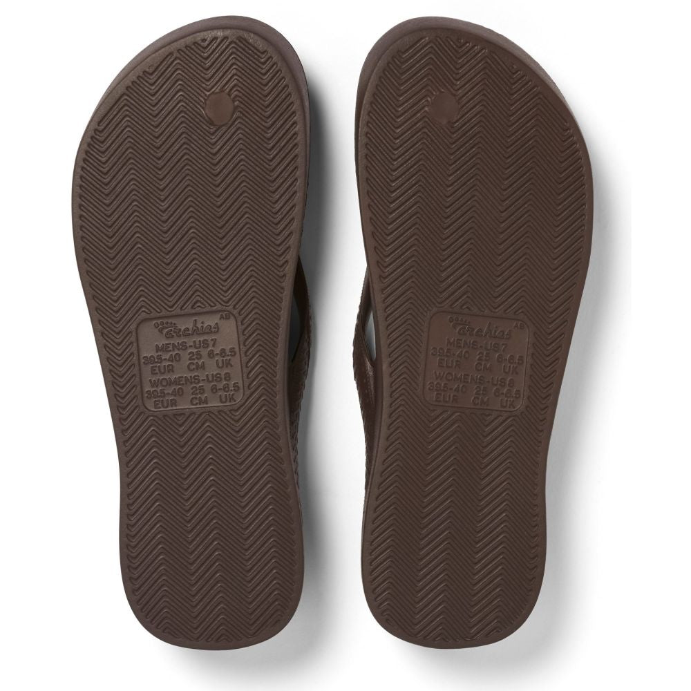 Archies Arch Support Flip Flops in Brown