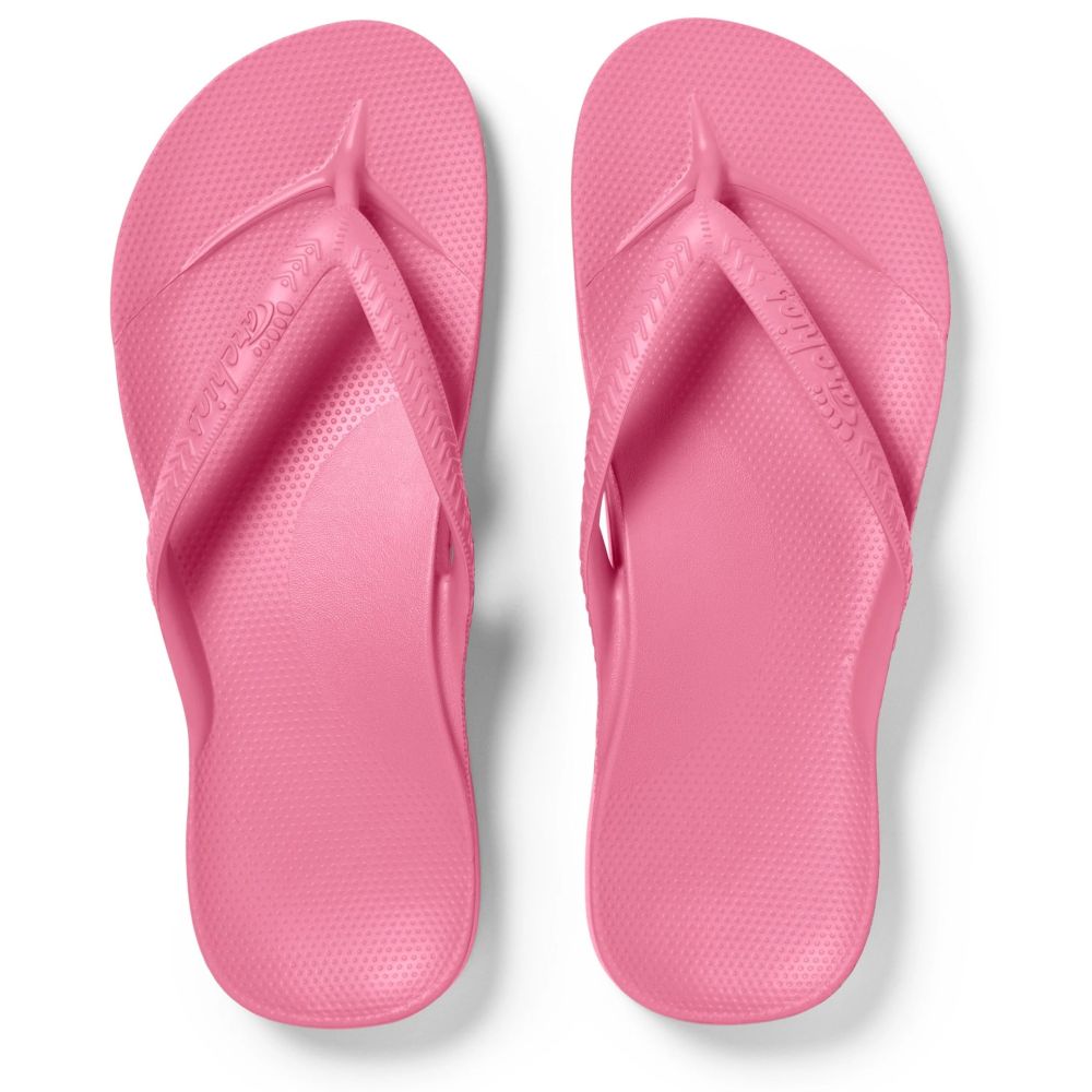 Archies Arch Support Flip Flops in Hot Pink