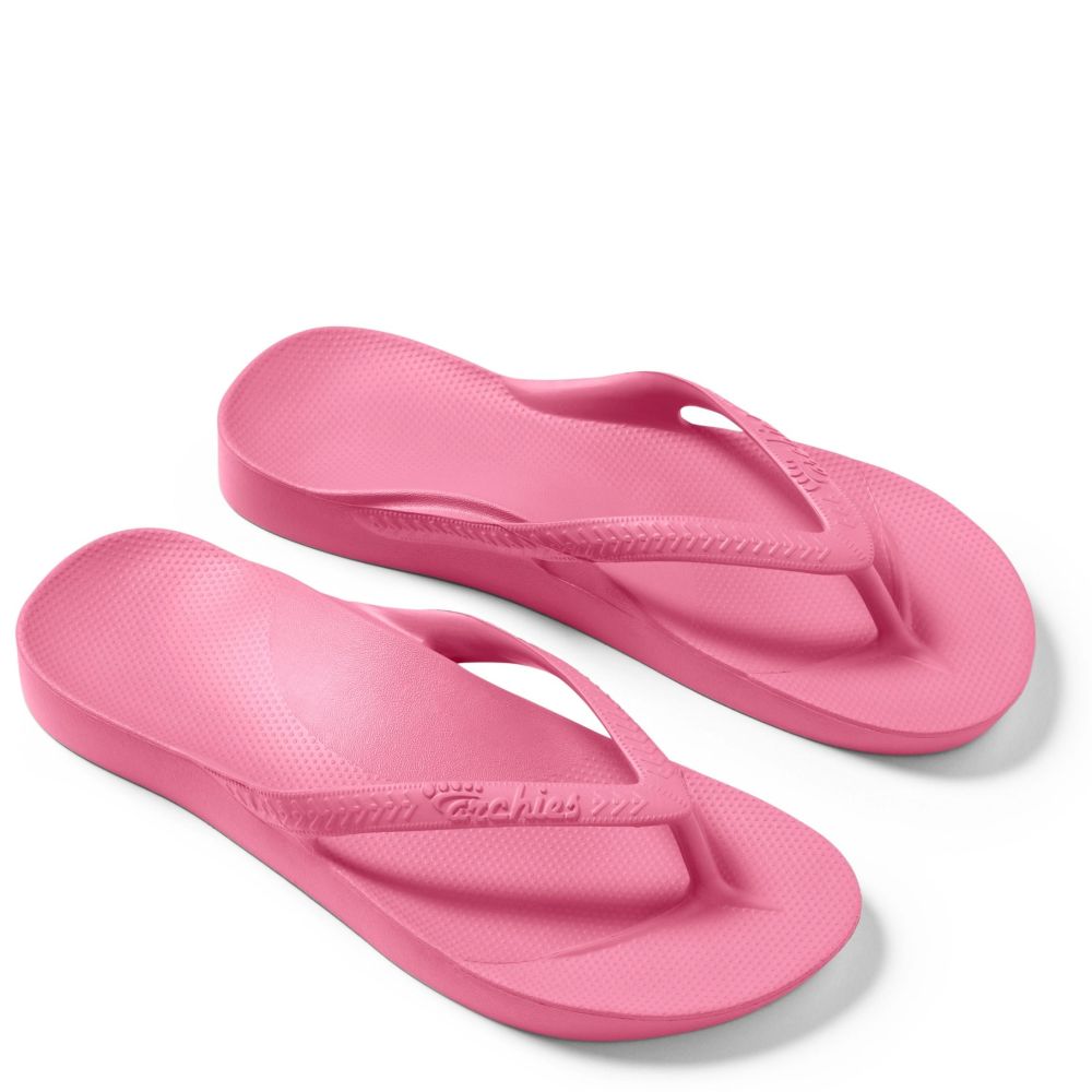 Archies Arch Support Flip Flops in Hot Pink