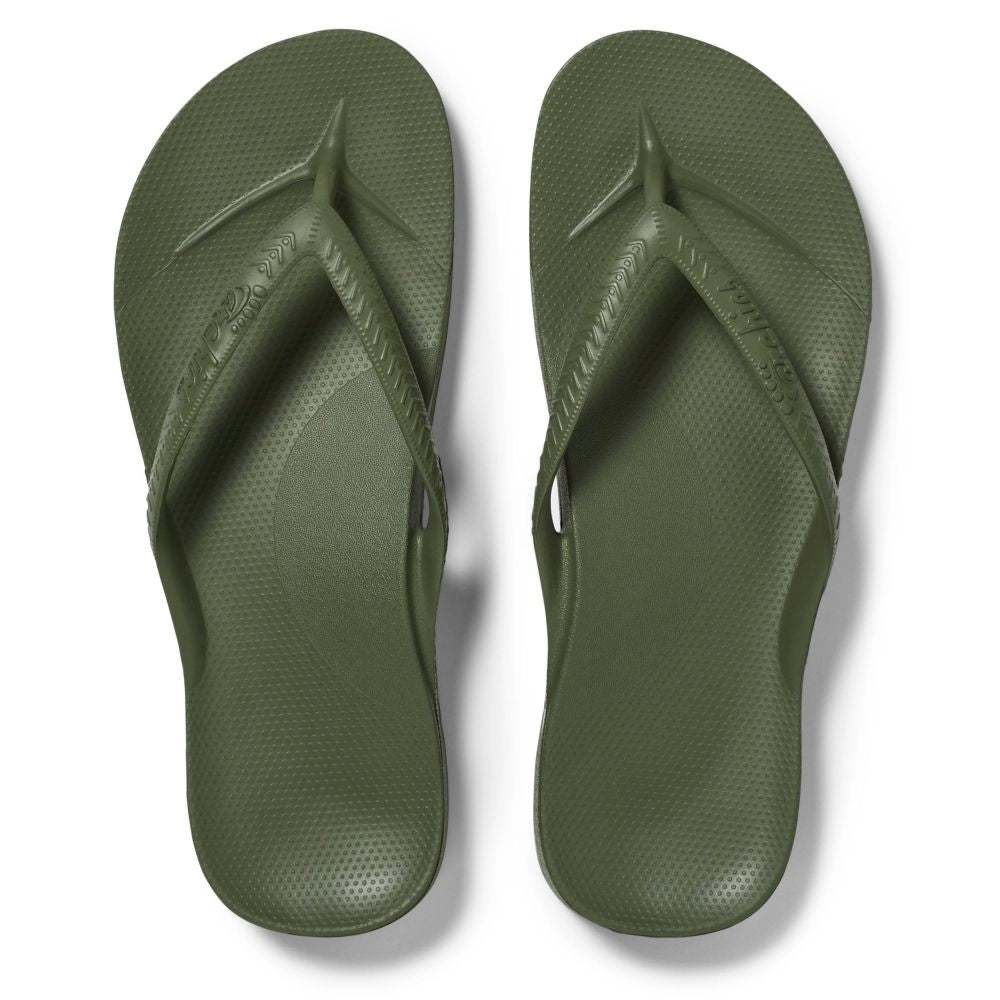 Archies Arch Support Flip Flops in Olive