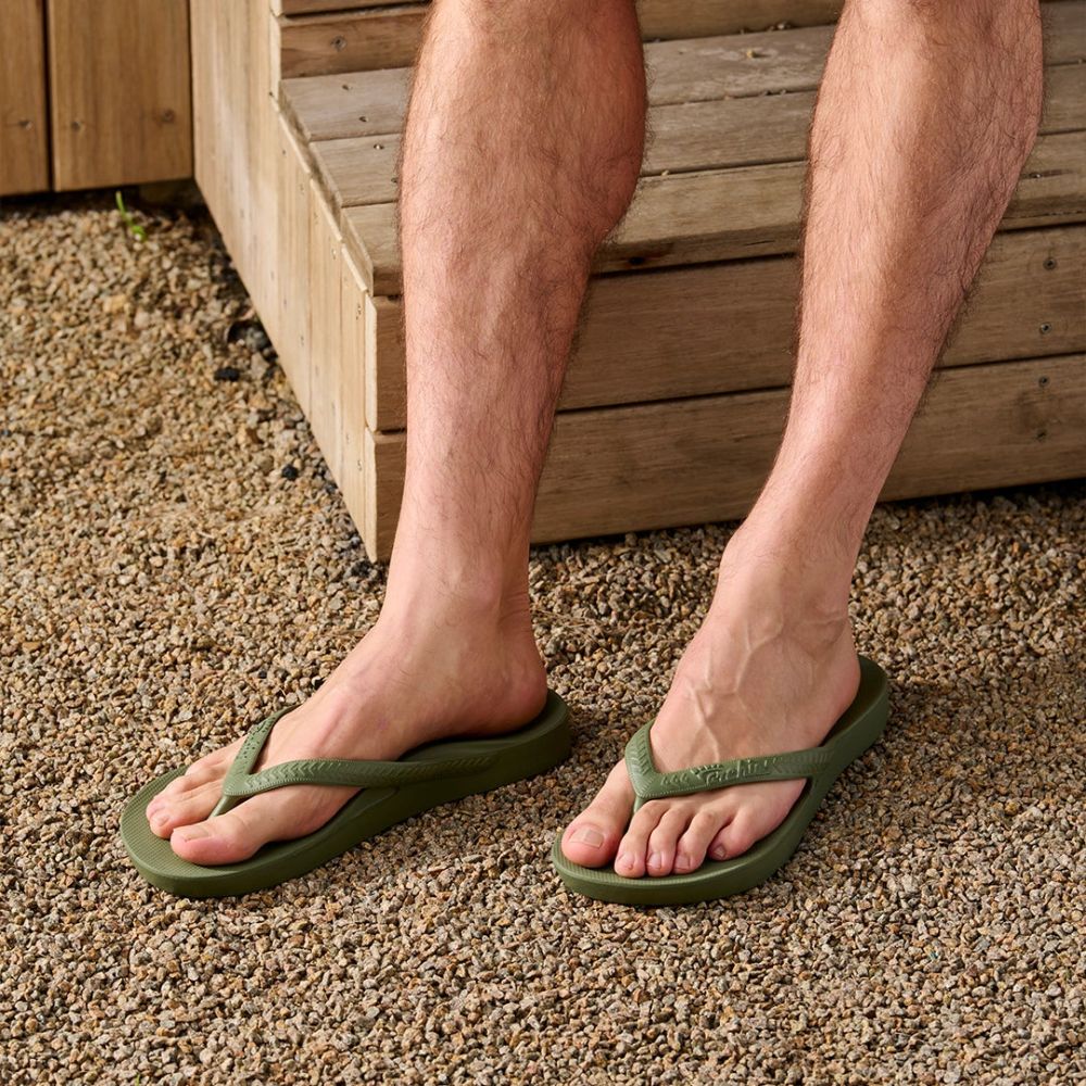 Archies Arch Support Flip Flops in Olive