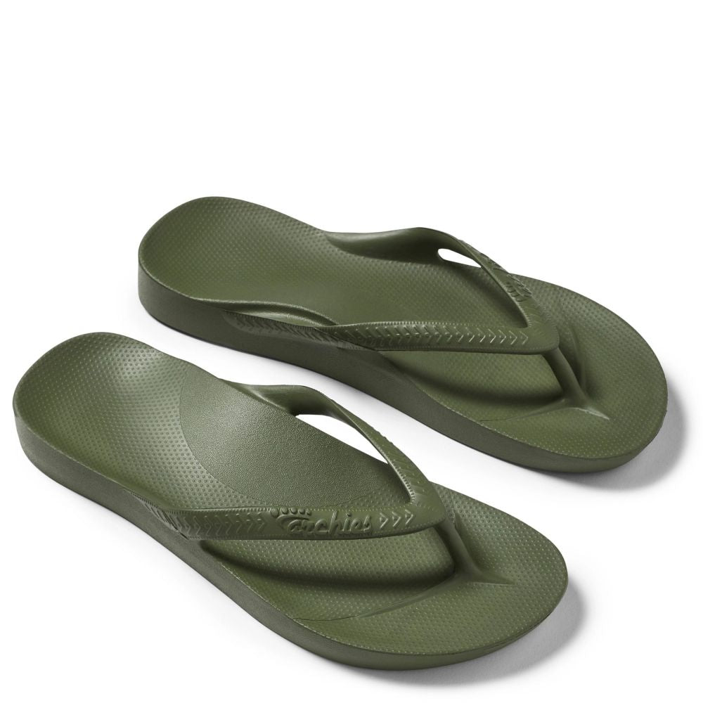 Archies Arch Support Flip Flops in Olive