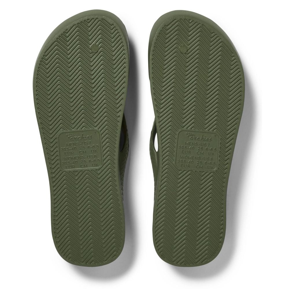 Archies Arch Support Flip Flops in Olive