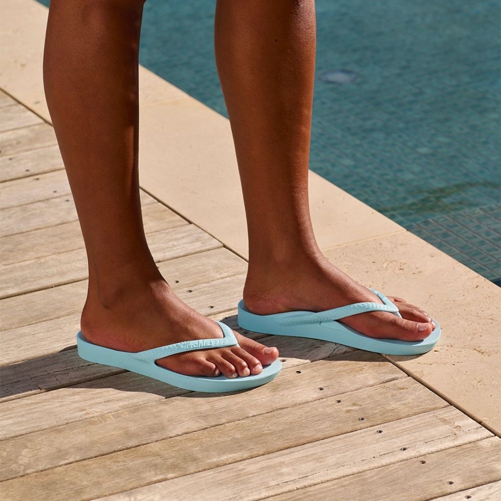 Archies Arch Support Flip Flops in Sky Blue
