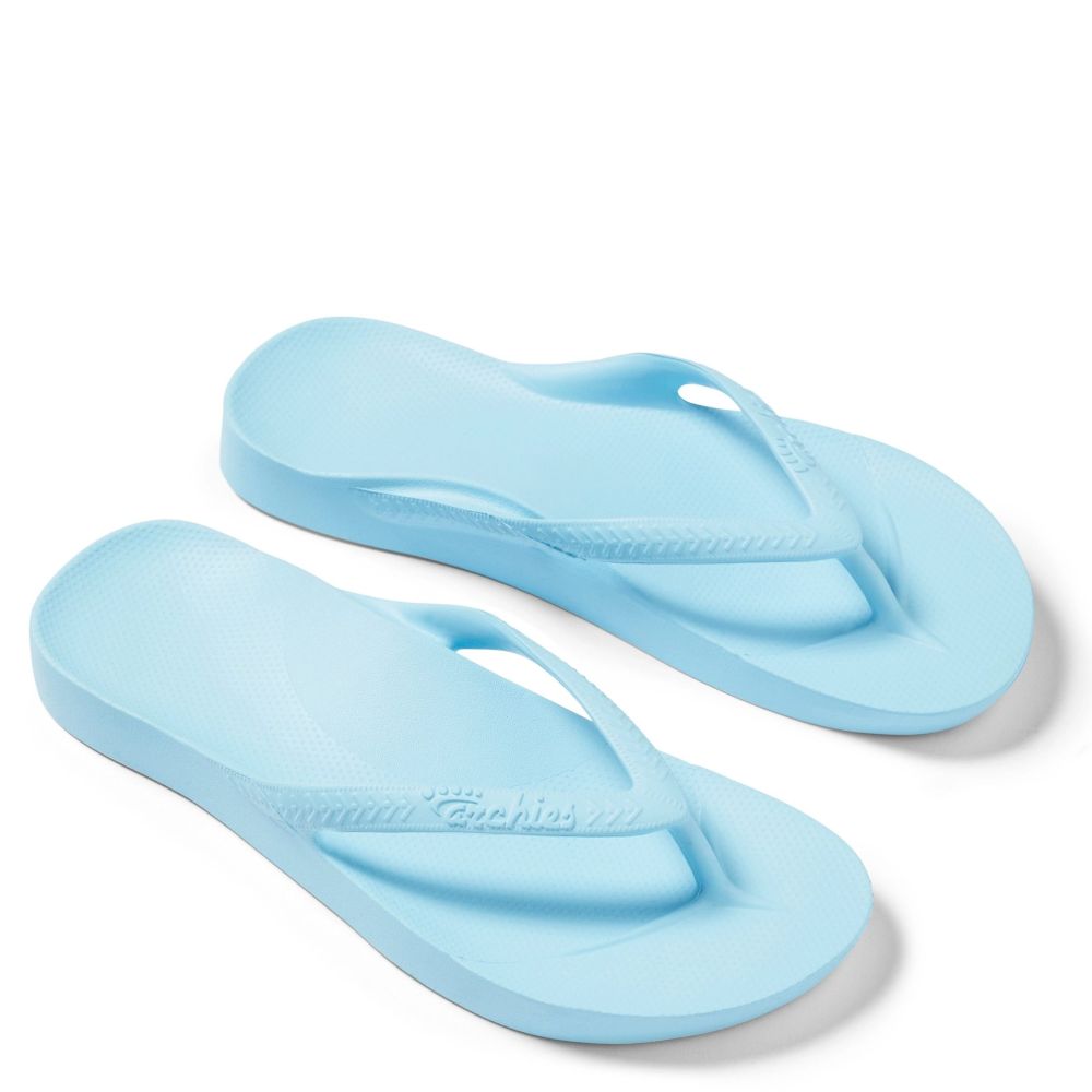 Archies Arch Support Flip Flops in Sky Blue