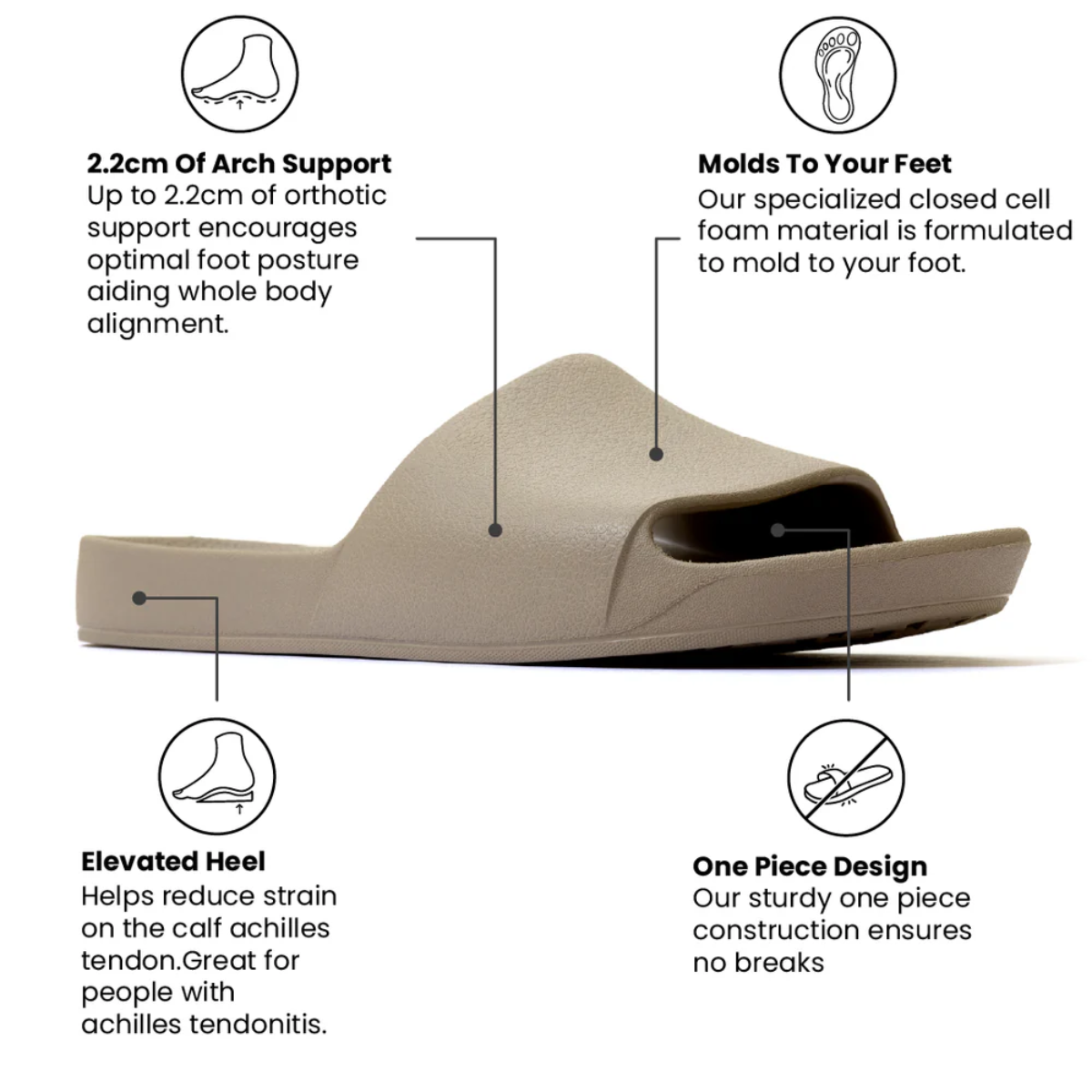 Archies Women's Arch Support Slides in Taupe