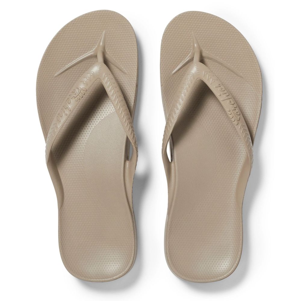 Archies Women's Arch Support Flip Flops in Taupe