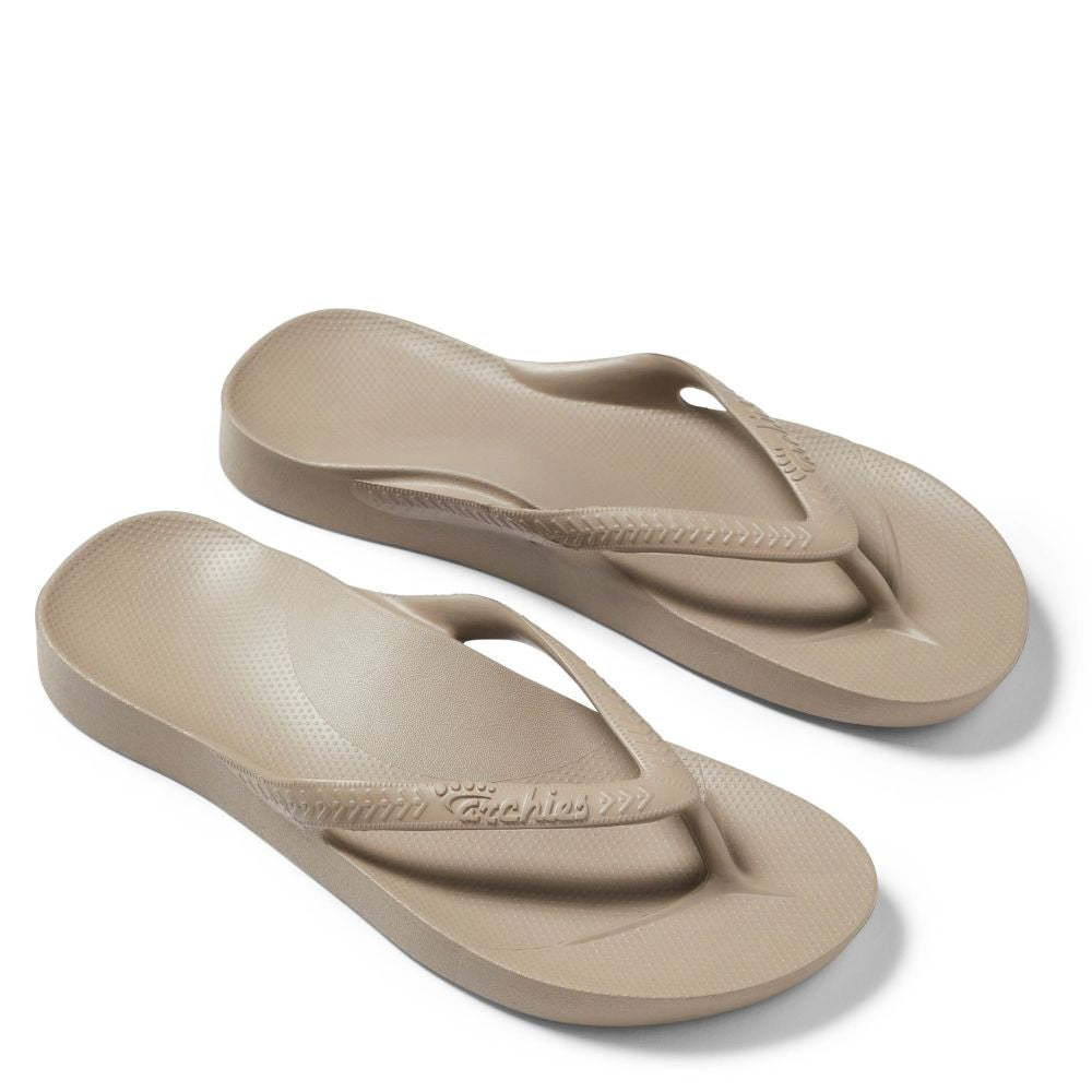 Archies Women's Arch Support Flip Flops in Taupe