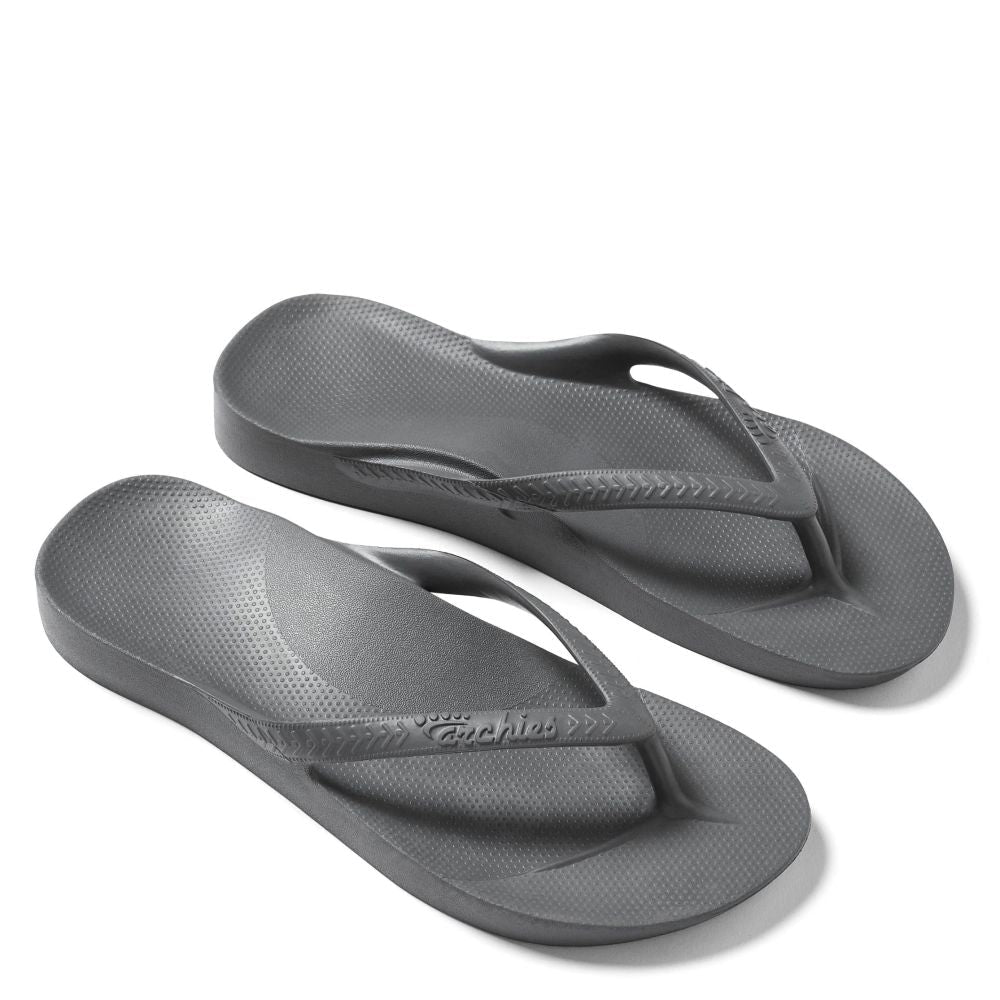 Archies Women's Arch Support Flip Flops in Charcoal - Getoutside Shoes